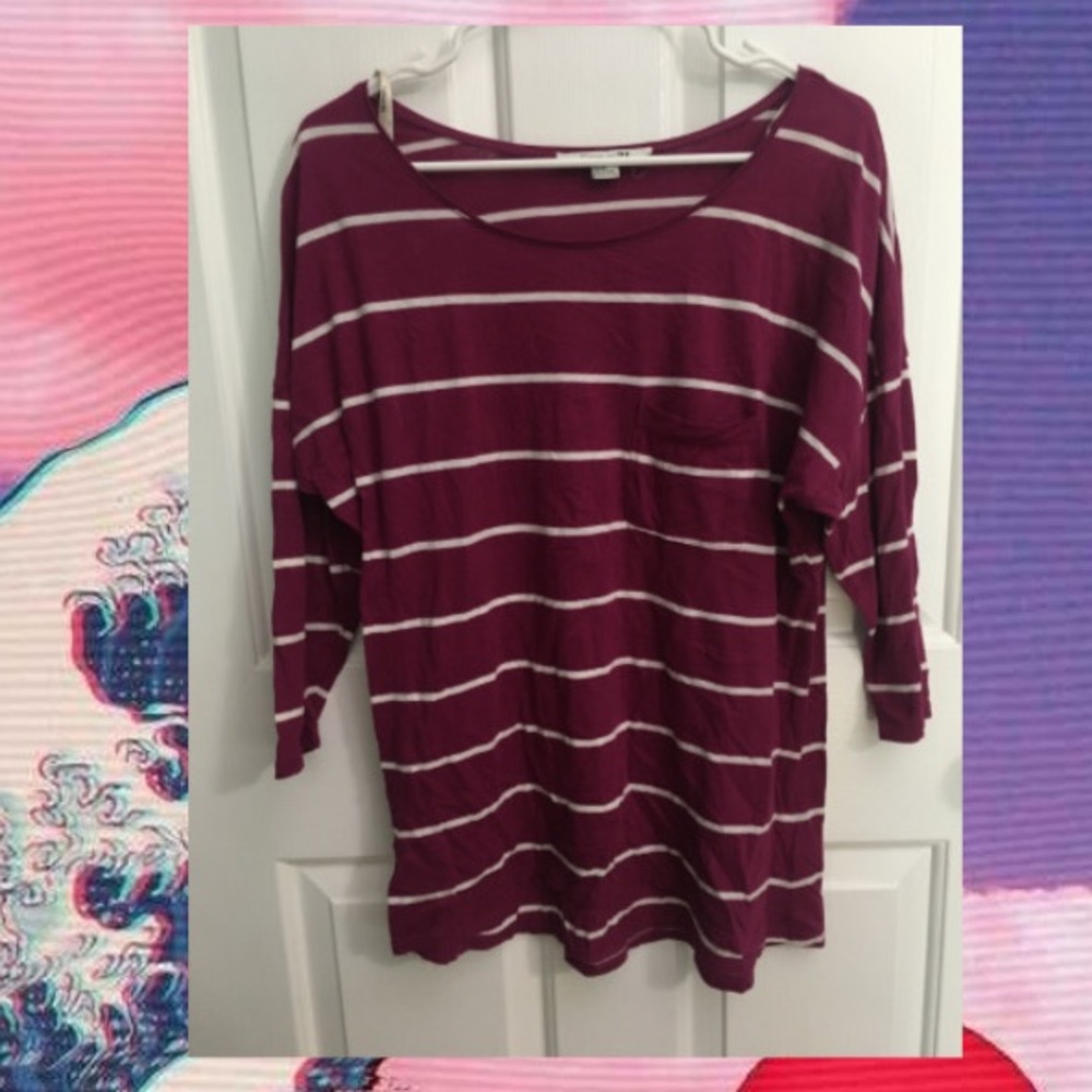 forever 21 3/4 sleeve striped shirt